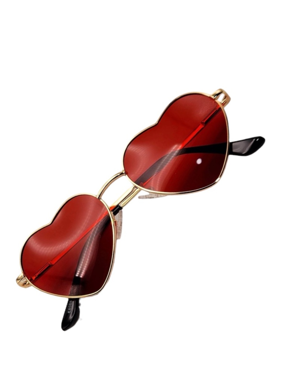 Women’s Boho hippie Gold Frame translucent Red Heart-Shaped Sunglasses - Picture 11 of 11